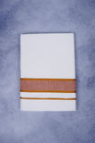 Feather Finish Cotton 2929 W/D Dhothie 3.80 MTR - Dark Orange
