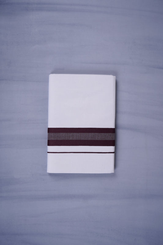 KERALOOM FINISH COTTON 329 W/D DHOTI 3.80 MTR - Dark Maroon