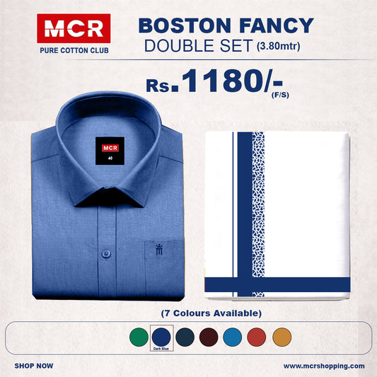 Boston Fancy Double Set F/S - (Assorted Pattern) - 04 Dark Blue