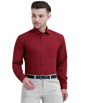 Buy Stain Free Full Sleeve Formal Maroon Color Shirt For Men
