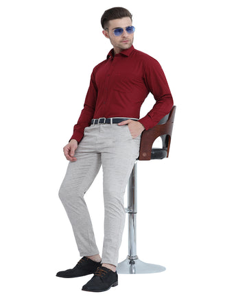 Buy Stain Free Full Sleeve Formal Maroon Color Shirt For Men Online