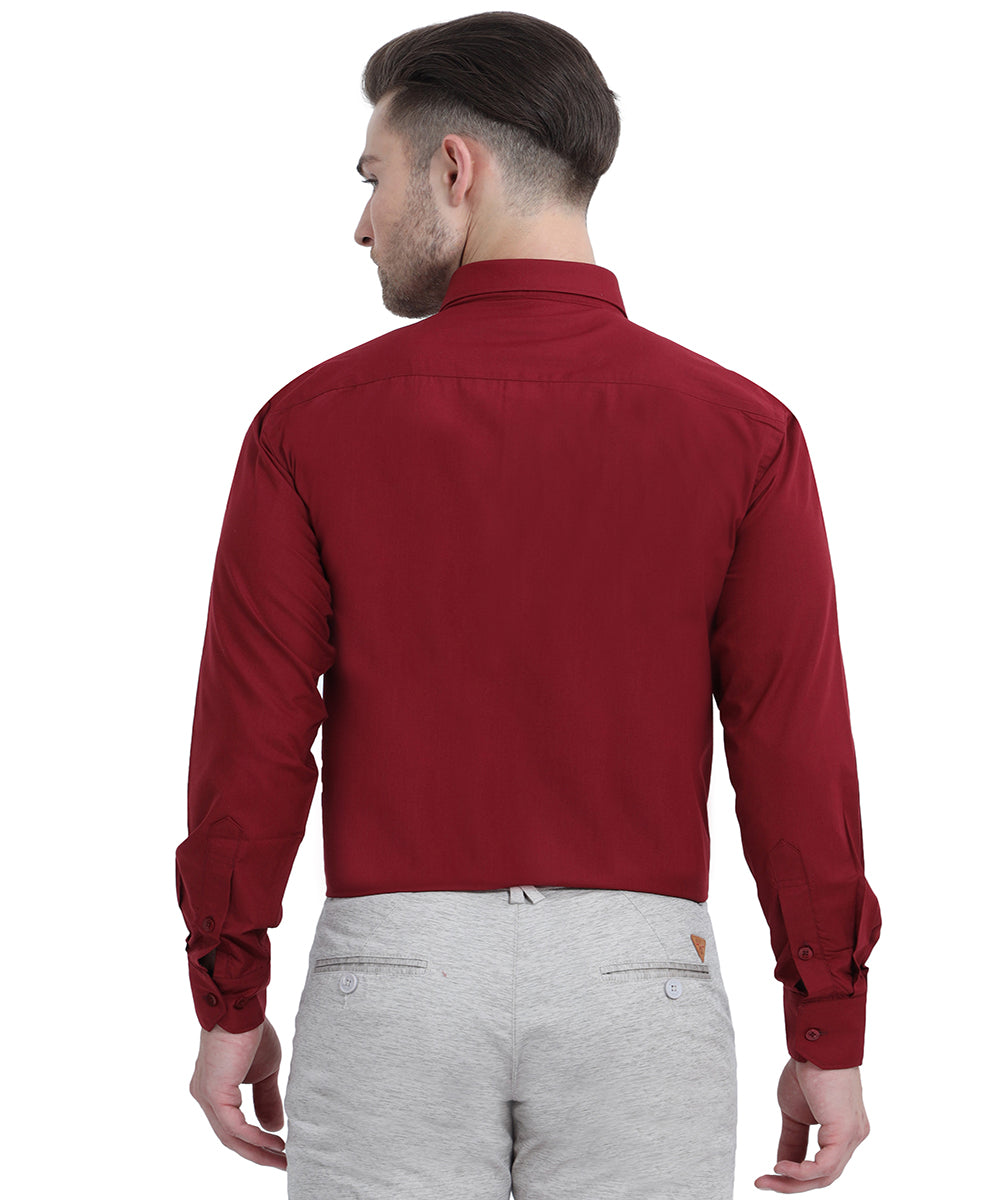 Shop Stain Free Full Sleeve Formal Maroon Color Shirt For Men