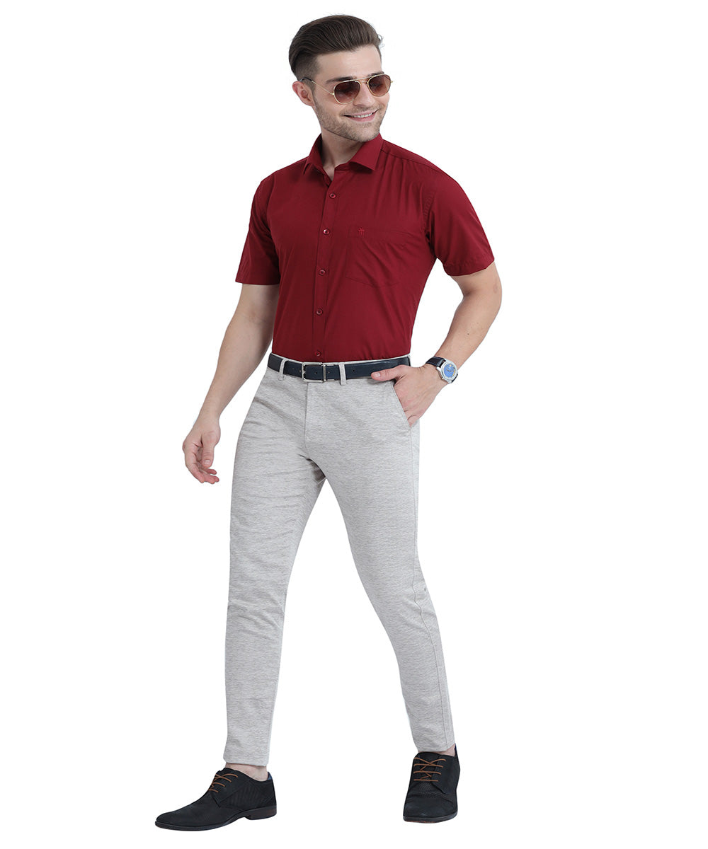 Stain Free Half Sleeve Formal Maroon Color Shirt For Men