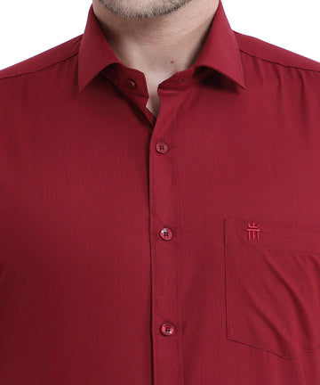 Buy Stain Free Half Sleeve Formal Maroon Color Shirt For Men