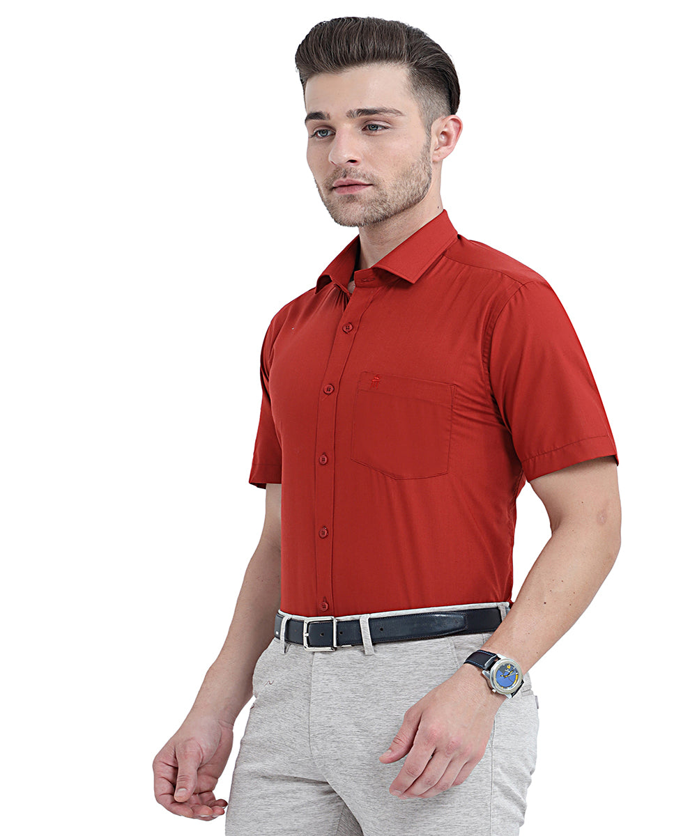 Shop Stain Free Half Sleeve Formal Red Color Shirt For Men