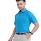 Stain Free Half Sleeve Formal Blue Men Shirt