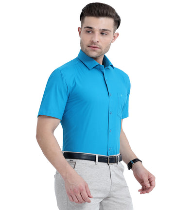 Shop Stain Free Half Sleeve Formal Blue Men Shirt