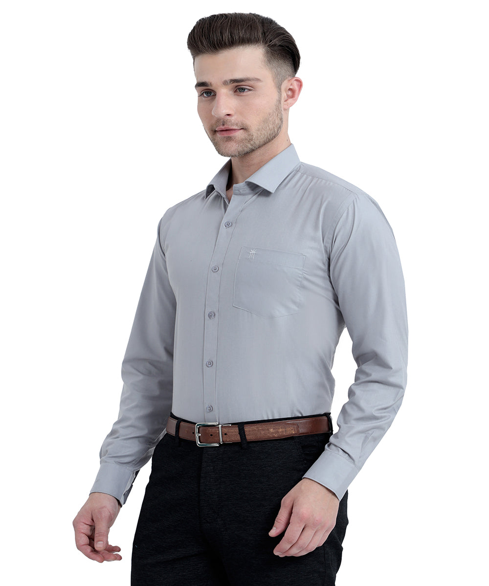 Shop Stain Free Full Sleeve Formal Grey Shirt For Men