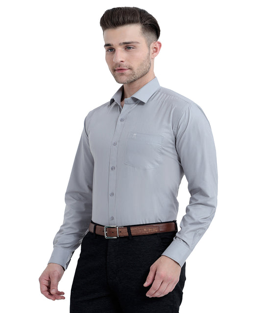 Shop Stain Free Full Sleeve Formal Grey Shirt For Men