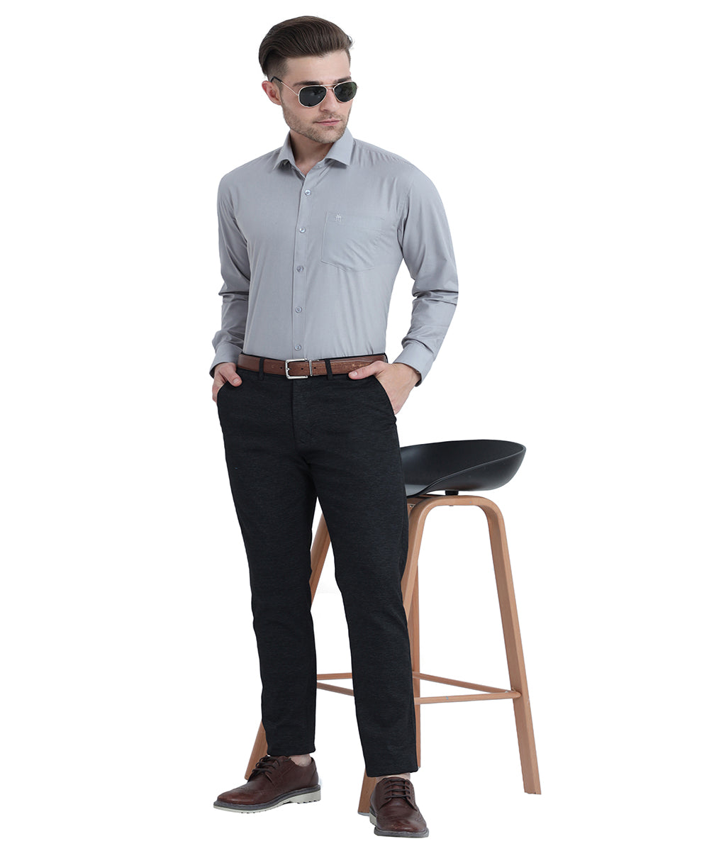 Buy Stain Free Full Sleeve Formal Grey Shirt For Men