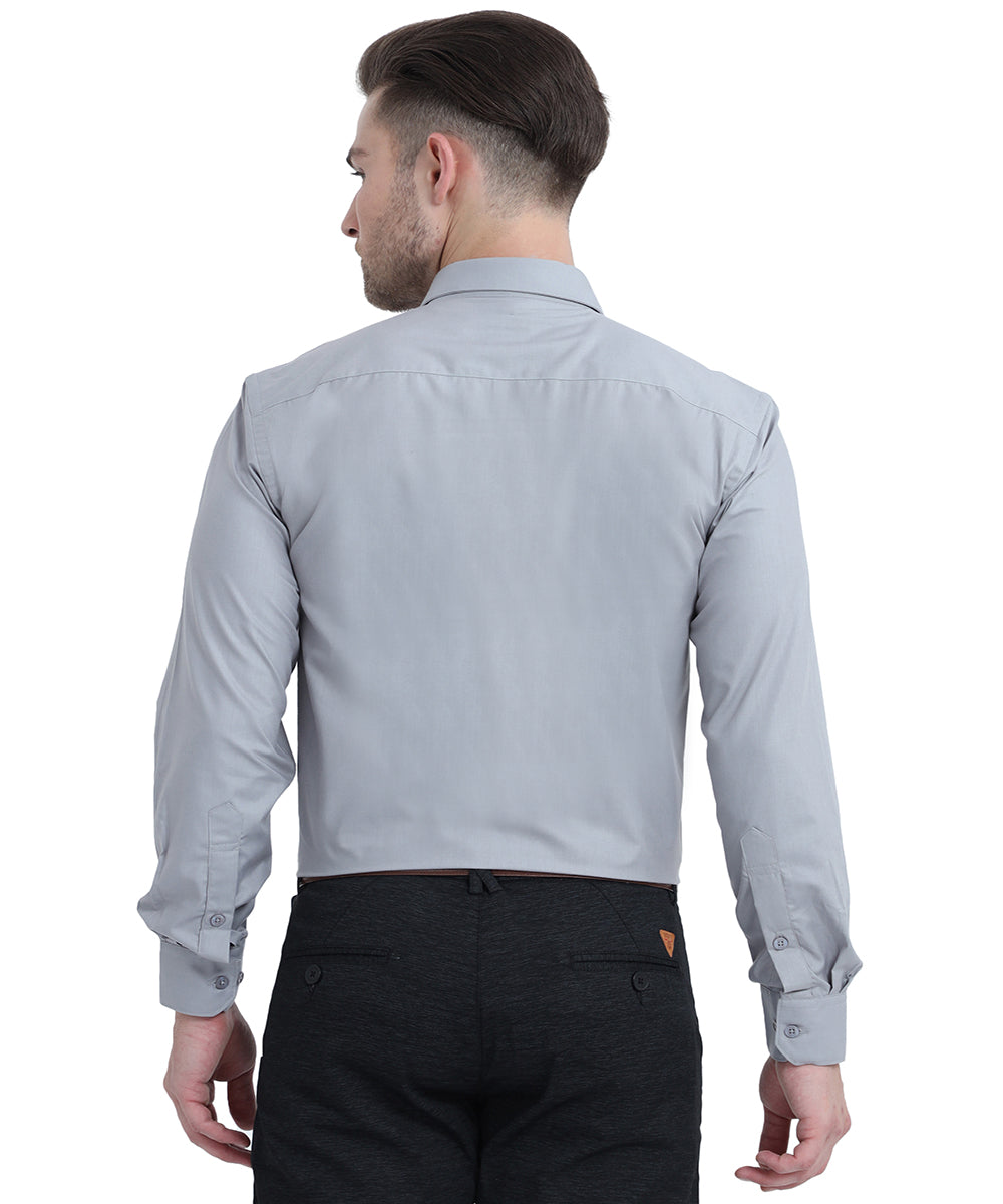 Shop Stain Free Full Sleeve Formal Grey Shirt For Men Online