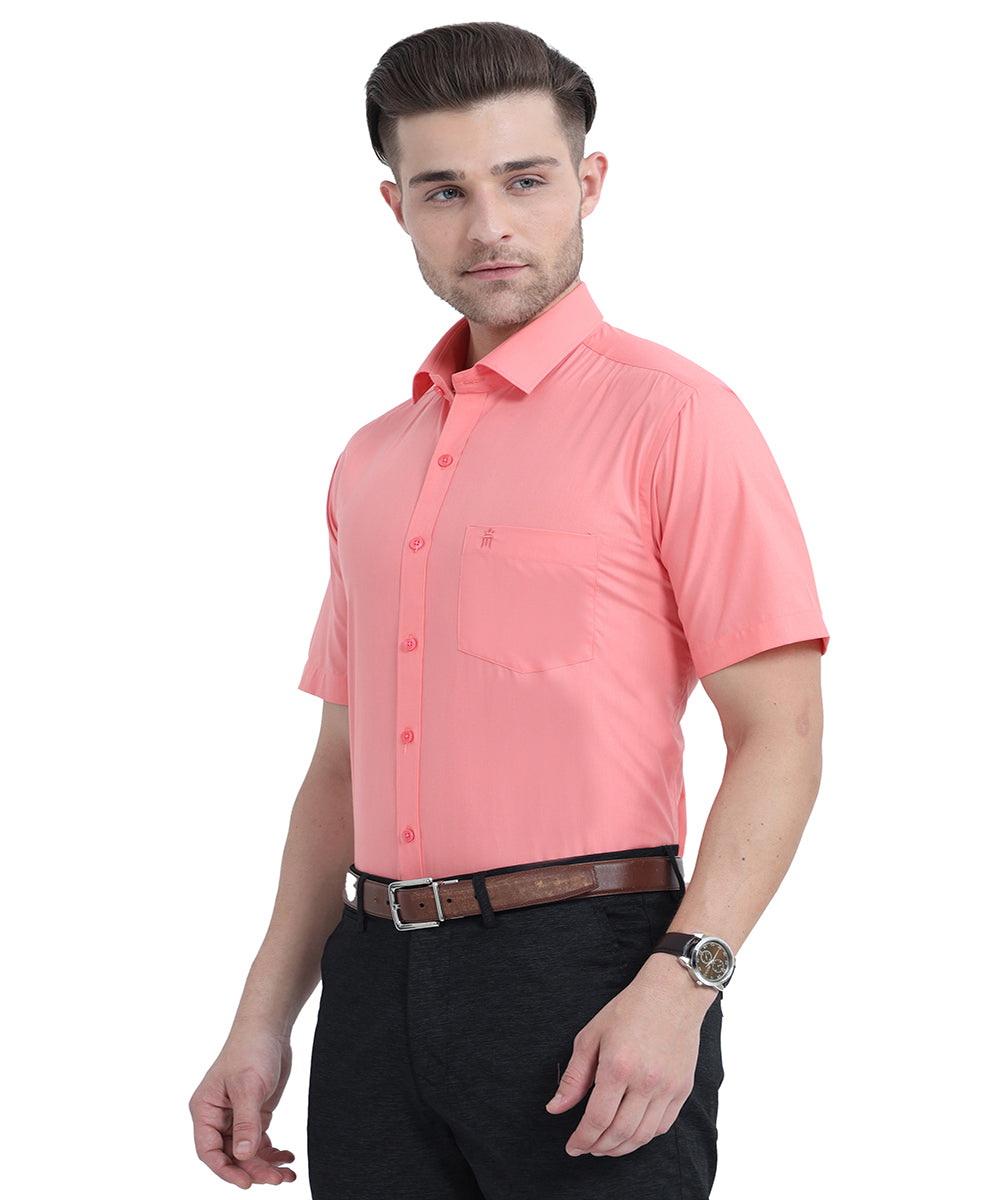Stain Free Half Sleeve Formal Rose Men Shirt