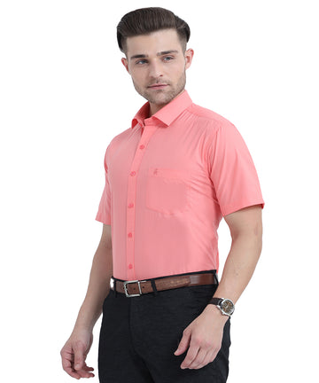 Stain Free Half Sleeve Formal Rose Men Shirt