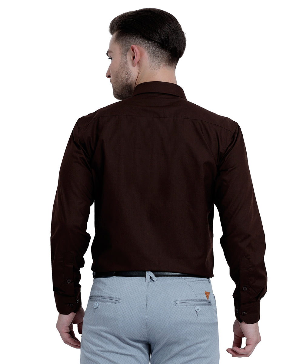 Buy Stain Free Full Sleeve Formal Brown Shirt For Men Online