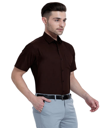 Shop Stain Free Half Sleeve Formal Brown Color Shirt For Men