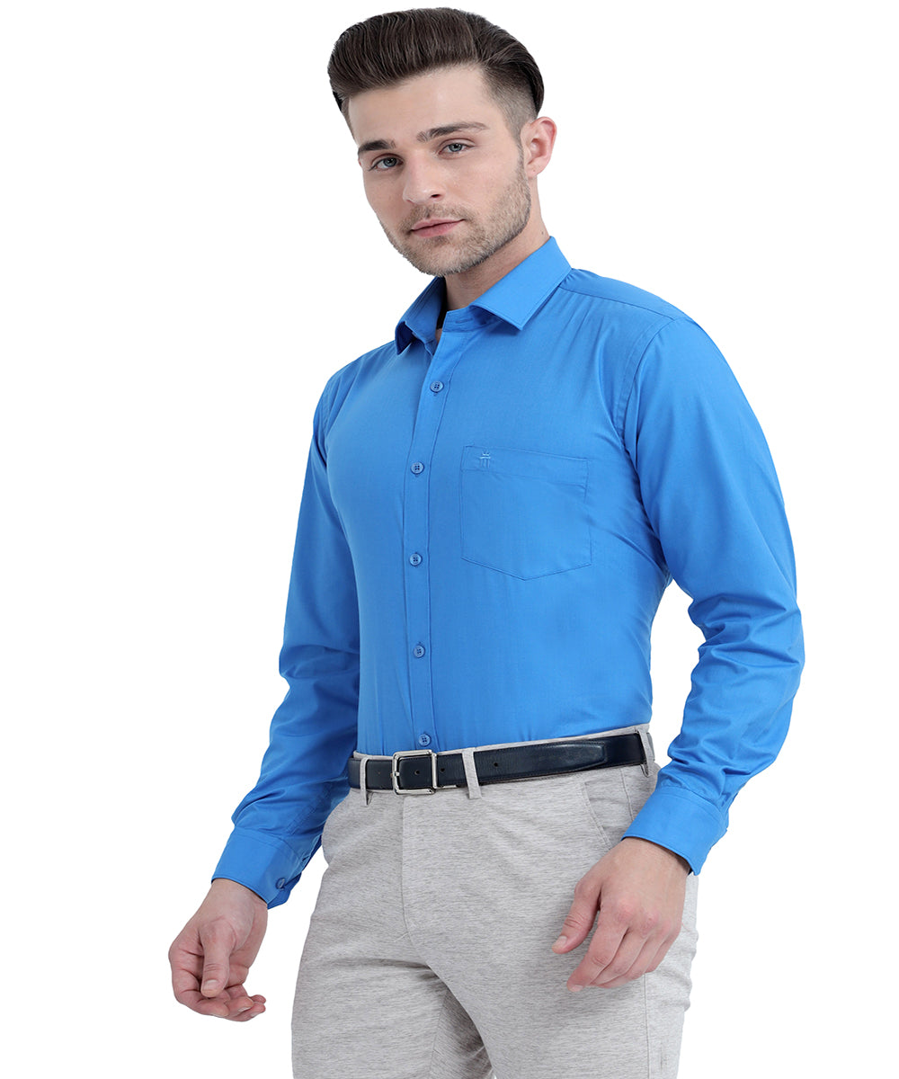 Order Stain Free Full Sleeve Formal Blue Color Shirt For Men