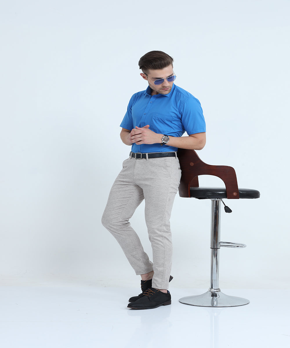 Buy Stain Free Half Sleeve Formal Blue Color Shirt For Men