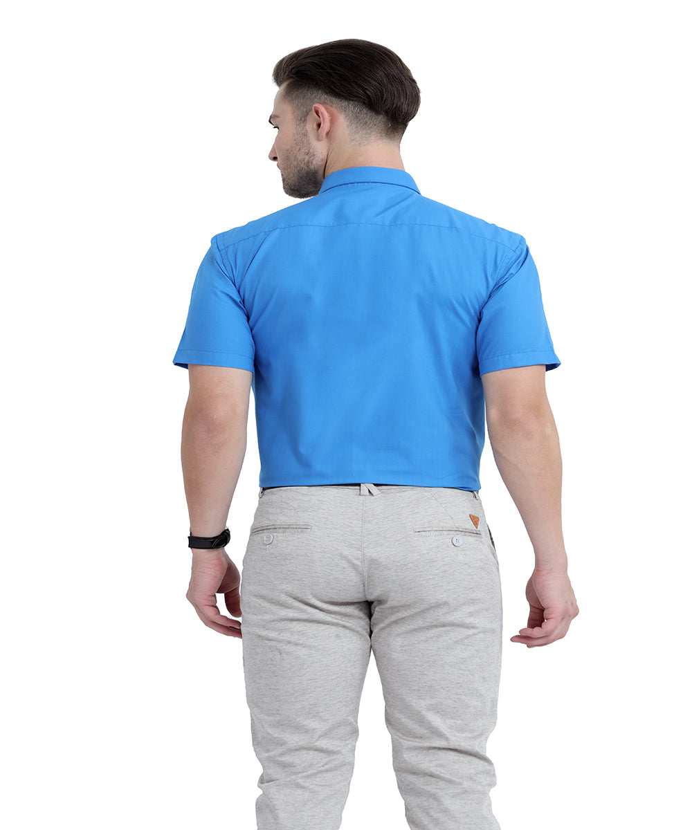 Order Stain Free Half Sleeve Formal Blue Color Shirt For Men