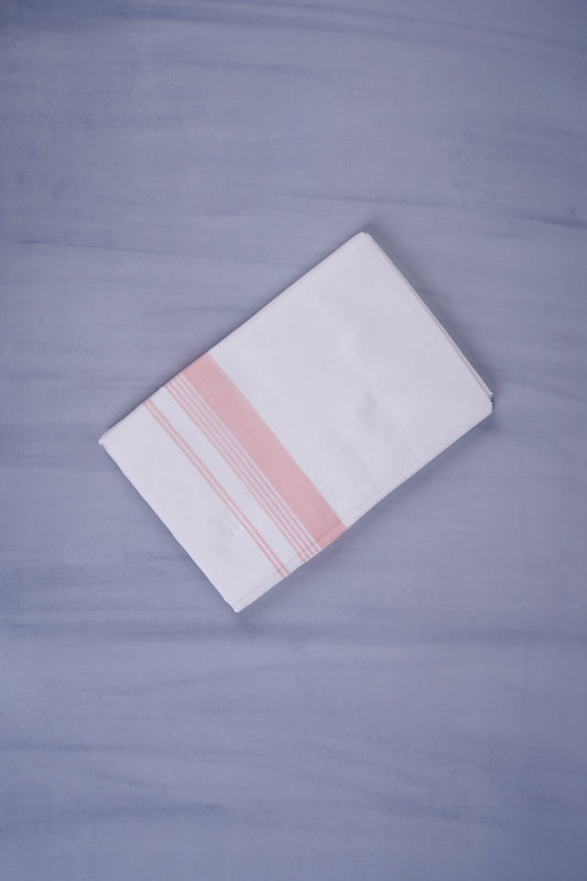 KERALOOM FINISH COTTON 327 W/D DHOTI 3.80 MTR - Light Pink