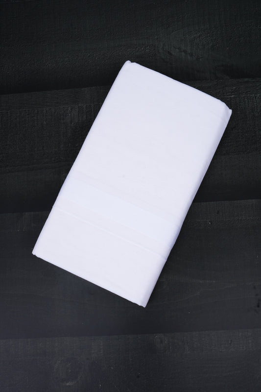 Pure Cotton White Paramas Border Double Dhoti Devotional Weave 4.00 m | PMD-04 White 4