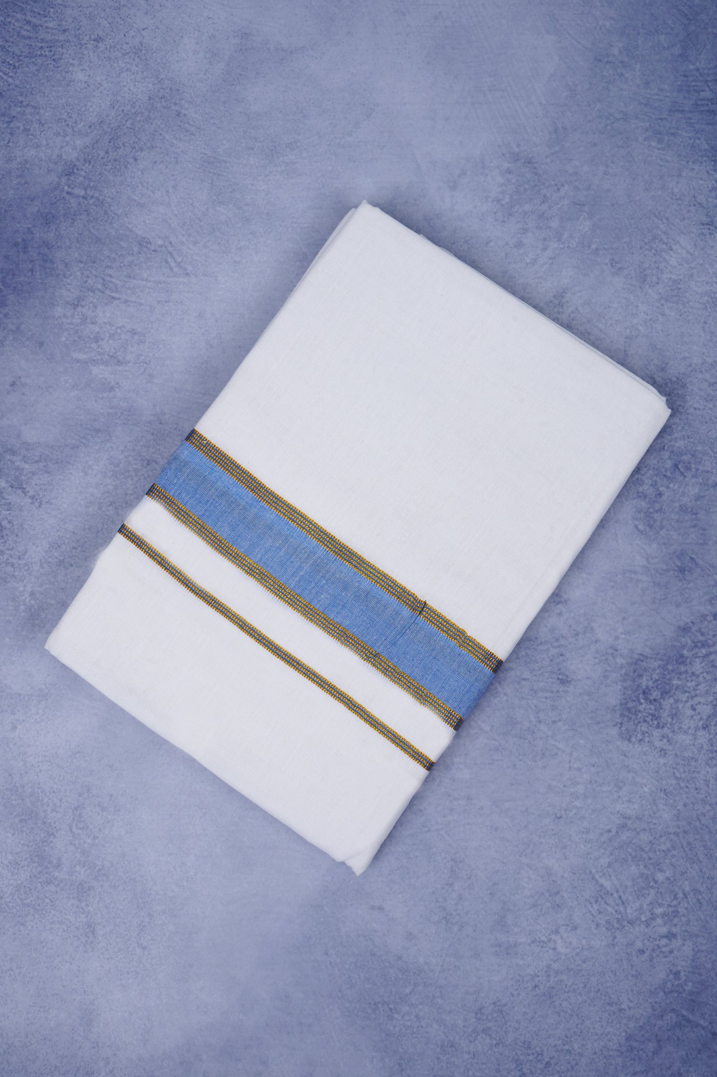 Feather Finish Cotton 2929 W/D Dhothie 3.80 MTR - Blue