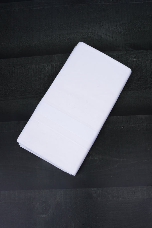 Pure Cotton White Paramas Border Double Dhoti Devotional Weave 4.00 m | PMD-04 White 3