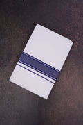 Mens Cotton Blend White Dhoti Double Fancy Border 3.80 m|FD-116 IMPERIAL BLUE