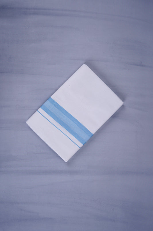 KERALOOM FINISH COTTON 329 W/D DHOTI 3.80 MTR - Sky Blue