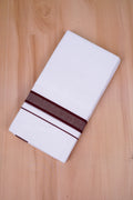 Pure  Cotton White Double Dhoti Fancy Border 3.80 m|FCD-471 MAROON