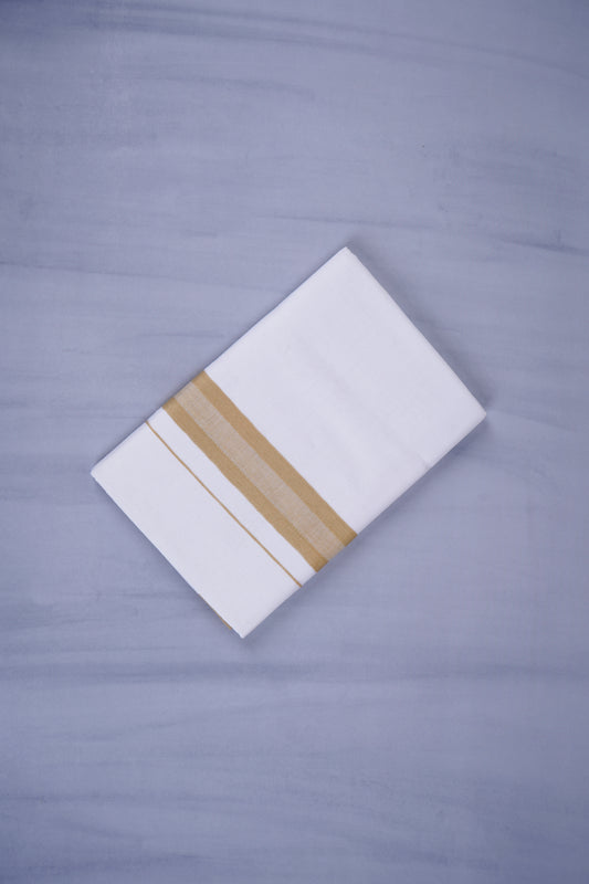 KERALOOM FINISH COTTON 329 W/D DHOTI 3.80 MTR - Light Glod