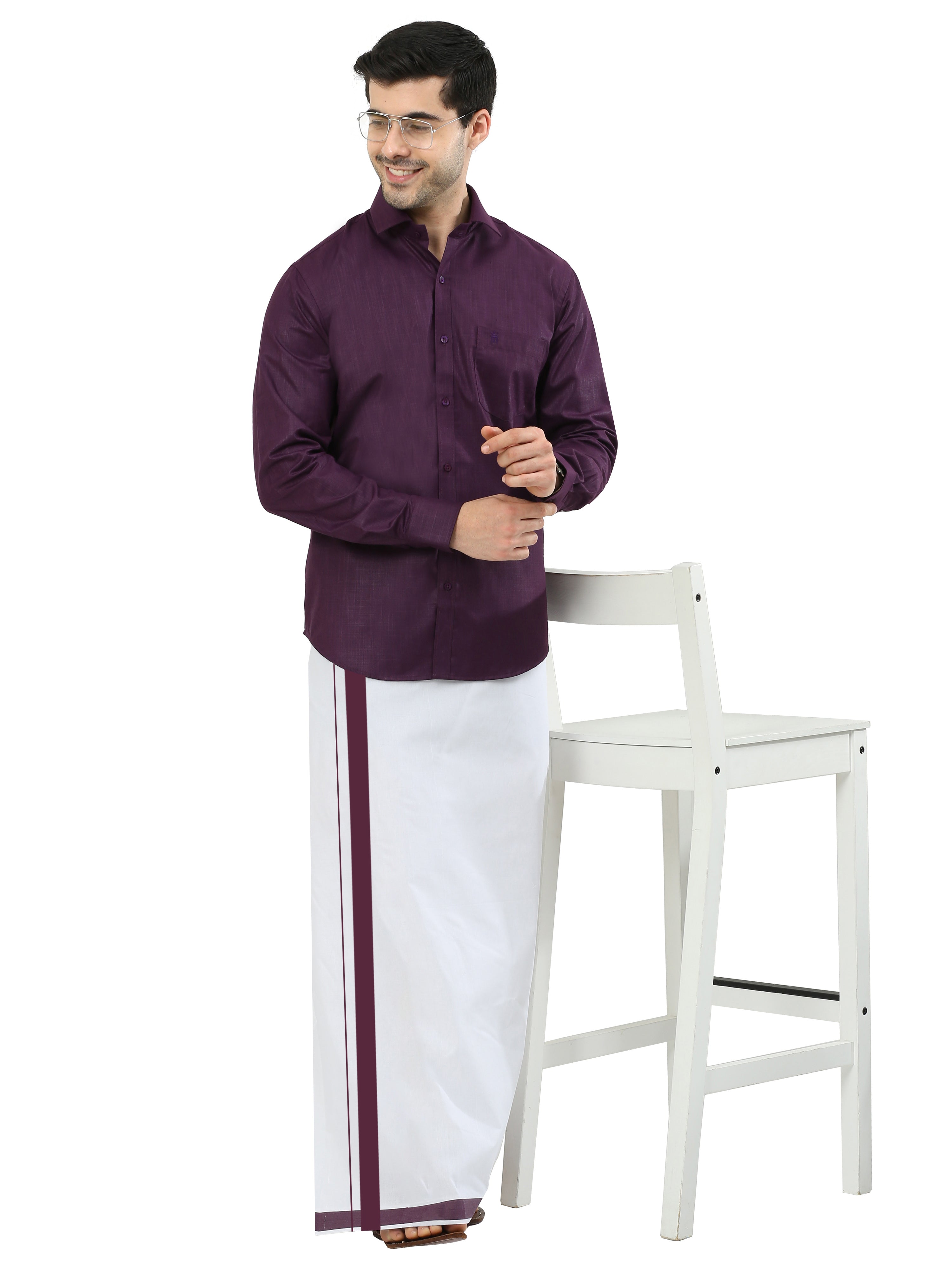 COLOUR MATCHING DOUBLE DHOTI SET FULL SLEEVE - 21005