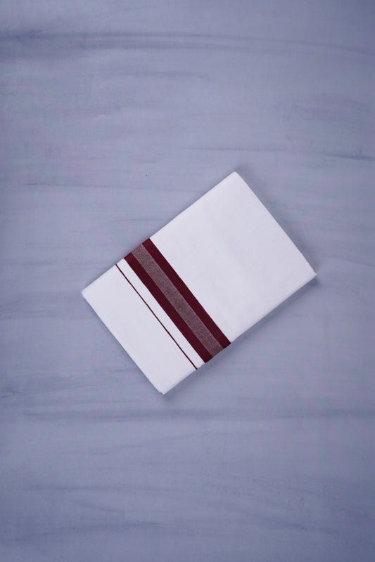KERALOOM FINISH COTTON 329 W/D DHOTI 3.80 MTR - Dark Maroon