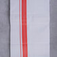 Easy Fit Fancy Border White Double Dhotis - Dark Pink