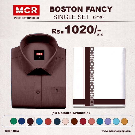 Boston Fancy Single Set F/S - (Assorted Pattern) - 06 Maroon