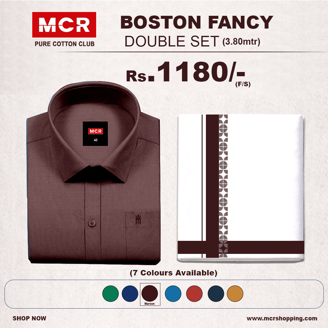 Boston Fancy Double Set F/S - (Assorted Pattern) - 06 Maroon