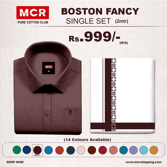 Boston Fancy Single Set H/S - (Assorted Pattern) - 06 Maroon