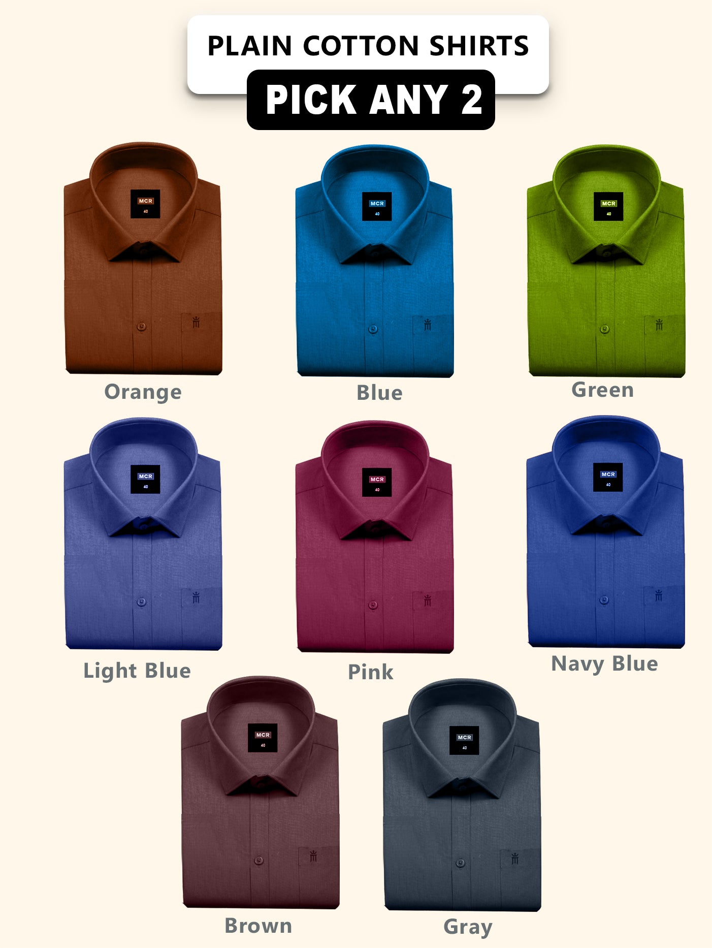 Great MCR Offer Combo Full Sleeve Colour Shirt (Buy 1 get 1 free) 36 size