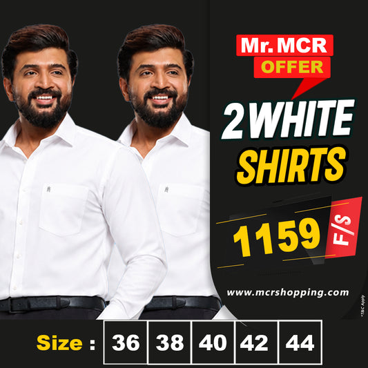 Mr. MCR Offer Combo White Shirt (Buy 1 get 1 free)