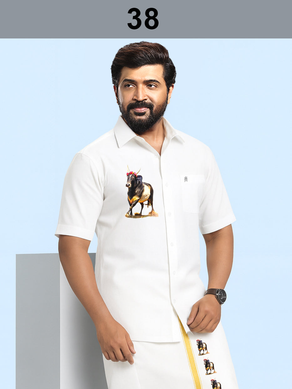 38 JALLIKATTU WHITE SINGLE SET H/S