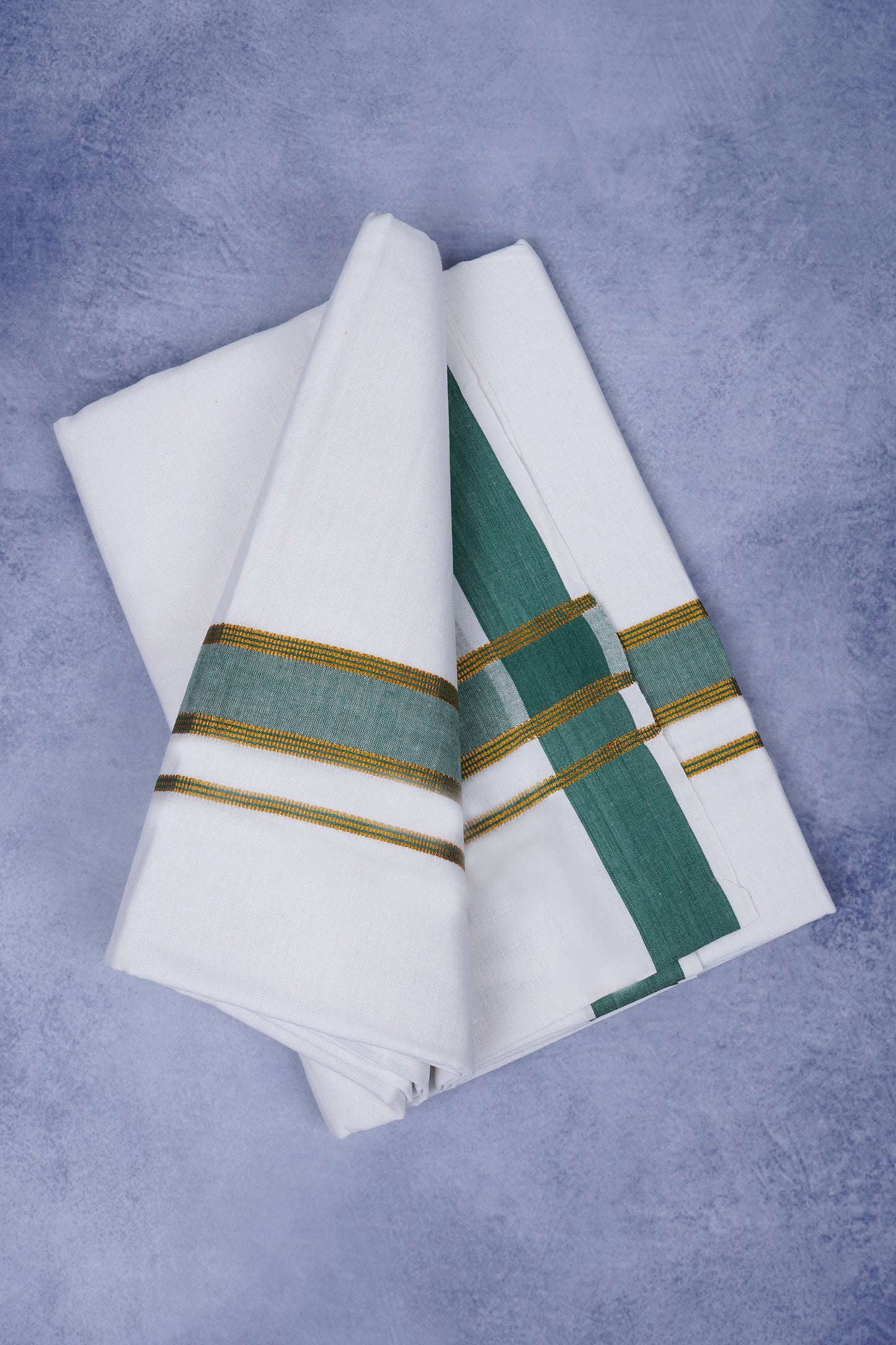Feather Finish Cotton 2929 W/D Dhothie 3.80 MTR - Dark Green