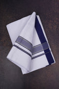 Mens Cotton Blend White Dhoti Double Fancy Border 3.80 m|FD-137 IMPERIAL BLUE