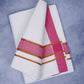 Feather Finish Cotton 2929 W/D Dhothie 3.80 MTR - Dark Pink