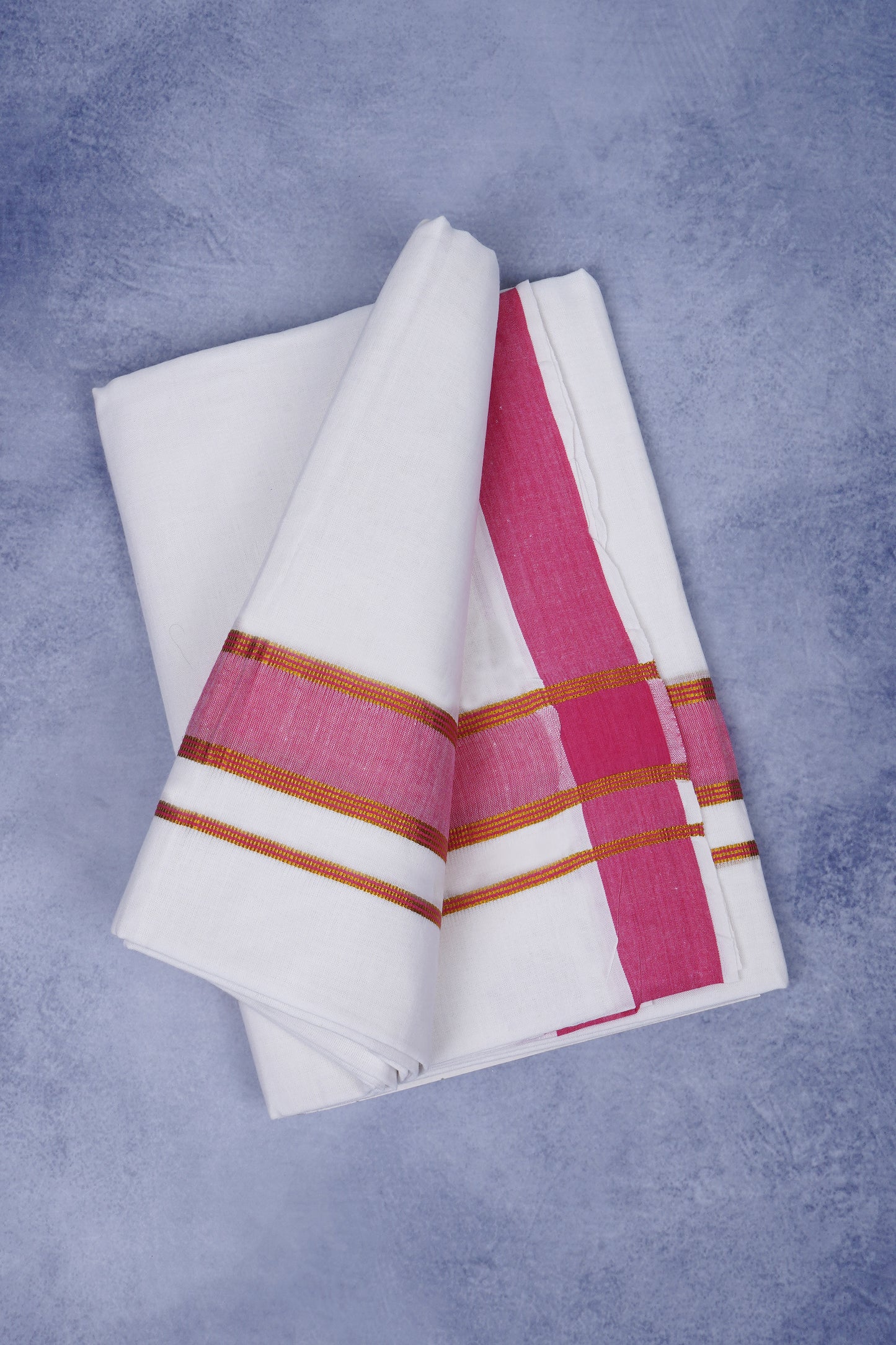Feather Finish Cotton 2929 W/D Dhothie 3.80 MTR - Dark Pink