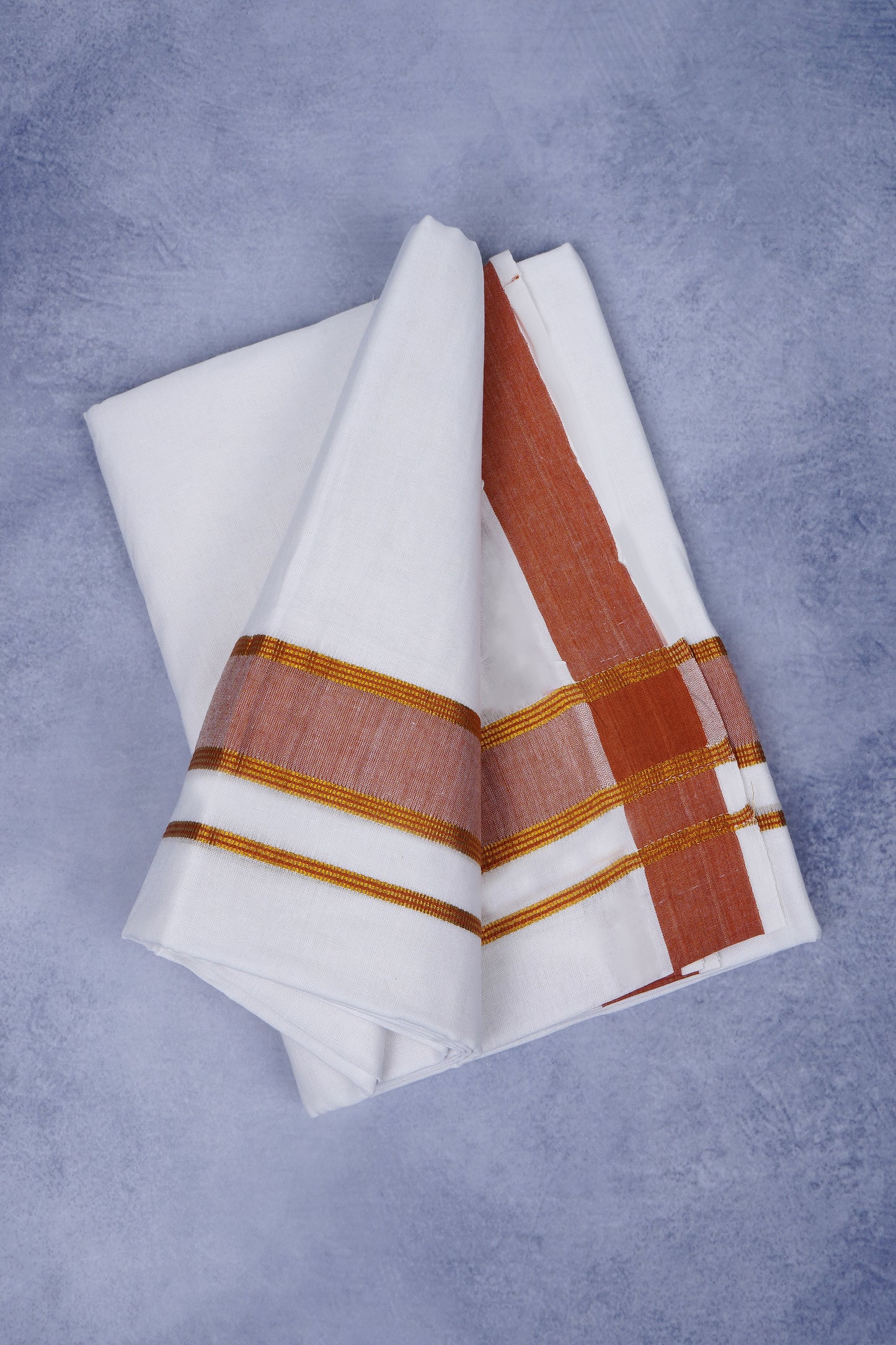Feather Finish Cotton 2929 W/D Dhothie 3.80 MTR - Dark Orange