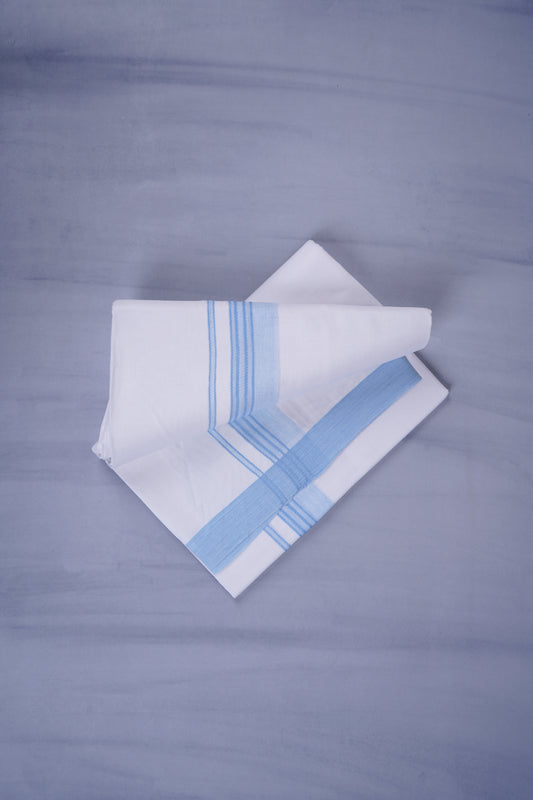 KERALOOM FINISH COTTON 333 W/D DHOTI 3.80 MTR - Sky Blue