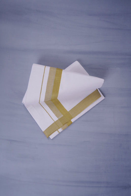 KERALOOM FINISH COTTON 332 W/D DHOTI 3.80 MTR - Gold Yellow