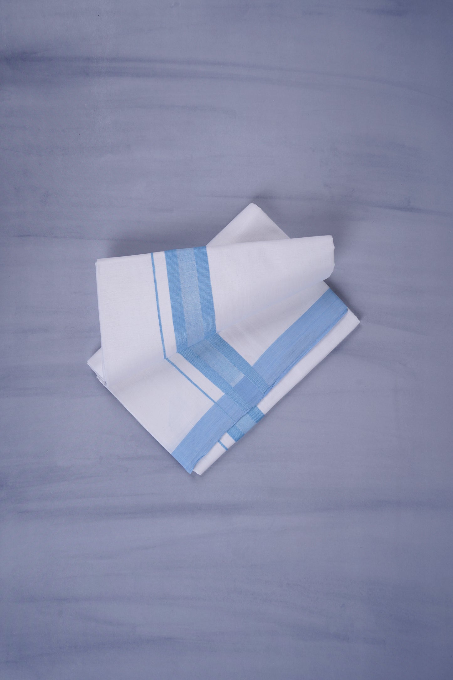 KERALOOM FINISH COTTON 329 W/D DHOTI 3.80 MTR - Sky Blue