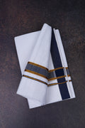 Mens Cotton Blend White Dhoti Double Fancy Border 3.80 m|FD-172 BLACK