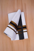 Mens  100 % Cotton White Single Dhoti With Fancy Border BLACK 2.00 m|GOLD MAX