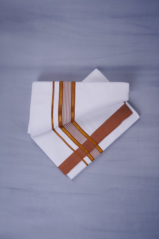 KERALOOM FINISH COTTON 330 W/D DHOTI 3.80 MTR - Brown